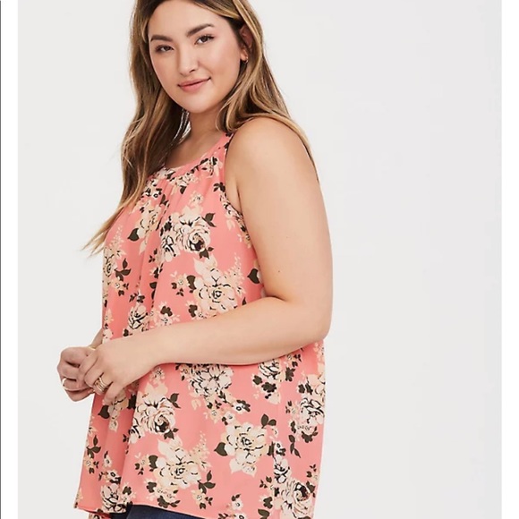 LIKE NEW! Torrid coral floral hi-lo georgette tank top 5X - Picture 3 of 11